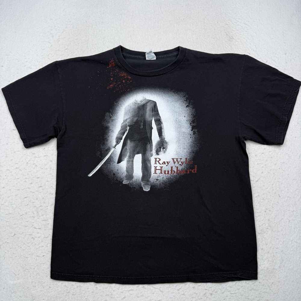 Ray Wylie Hubbard Shirt Mens XL Black Graphic Horror Band T-Shirt Tee Delta